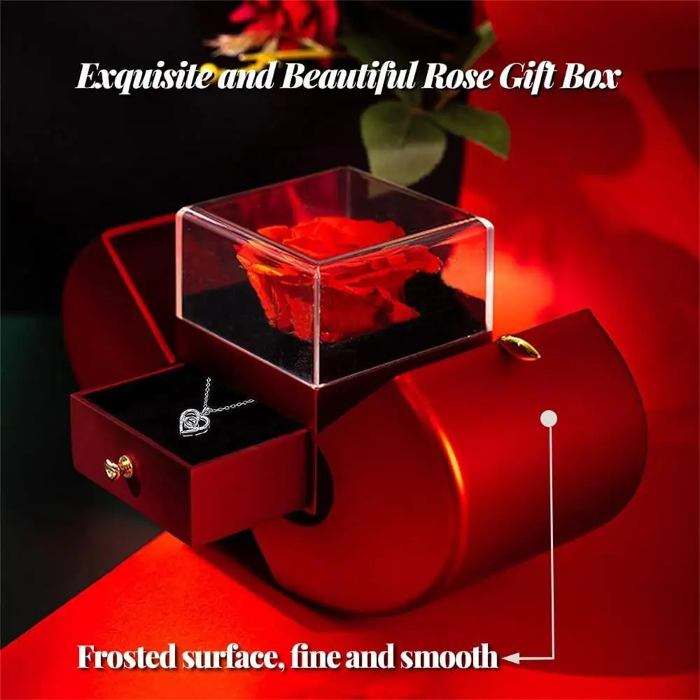 Eternal Rose Jewelry Box with Necklace – Red Apple Gift Box – detail 2