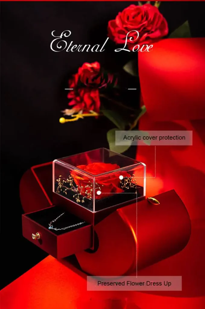 Eternal Rose Jewelry Box with Necklace – Red Apple Gift Box – detail 3