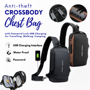 Anti-Theft Chest Bag with Password Lock & USB Port