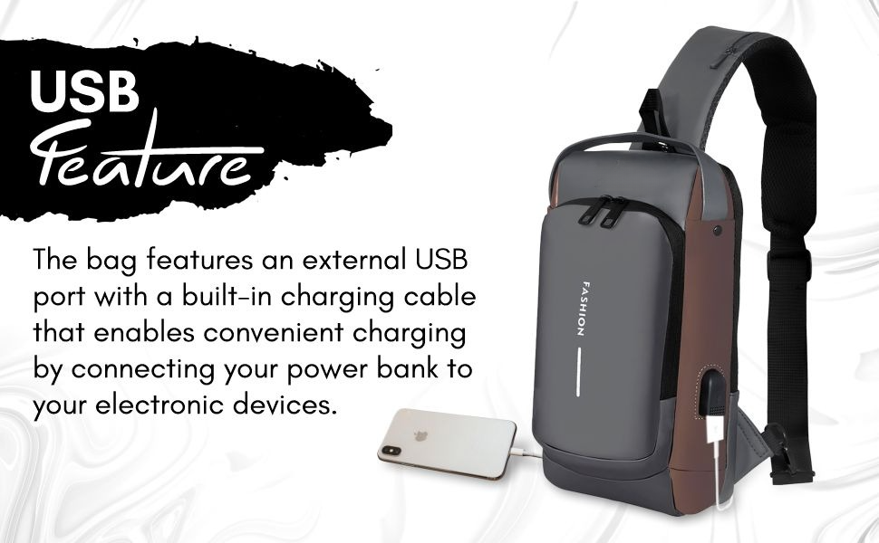 Anti-Theft Chest Bag with Password Lock & USB Port – detail 4