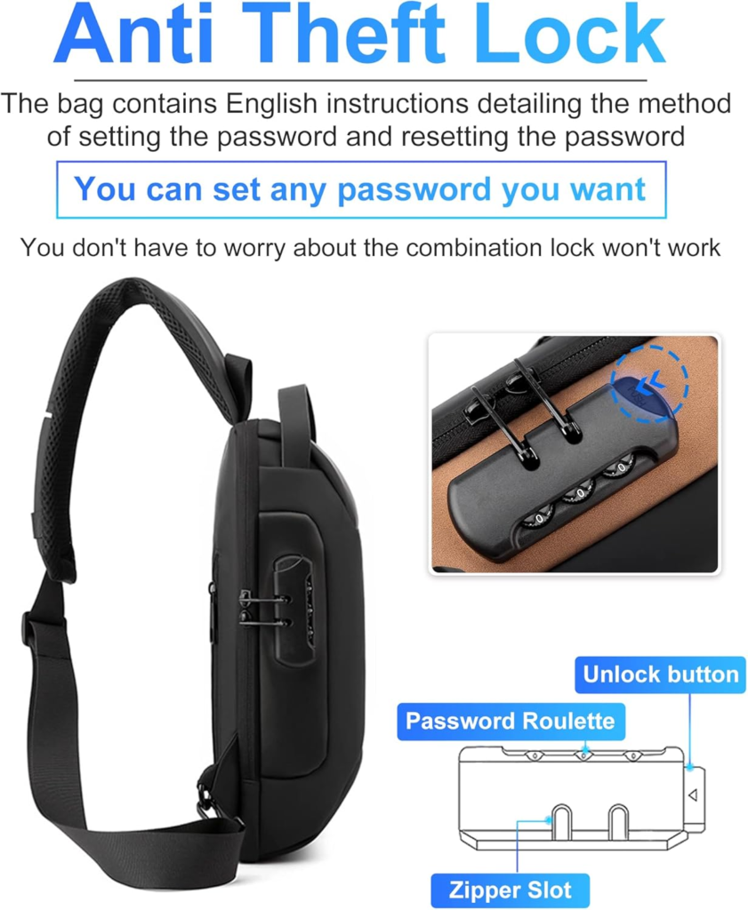 Anti-Theft Crossbody Sling Bag with USB Charging – detail 3