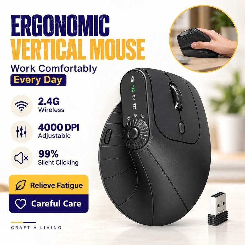 Ergonomic Vertical Wireless Mouse