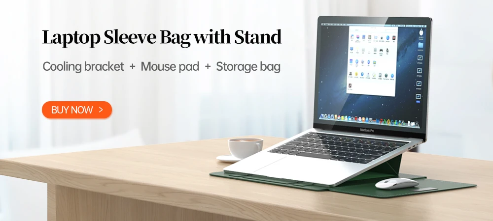 Laptop Sleeve Bag with Stand (Leather) – detail 1